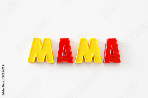 The word from magnets is MAMA, Magnetic board
