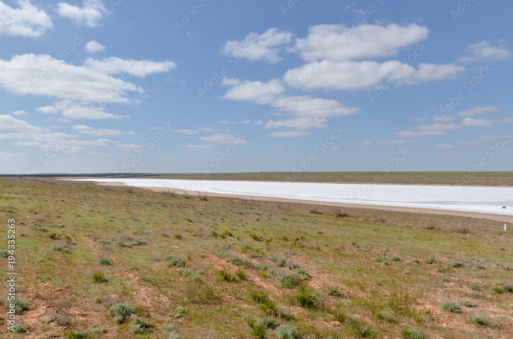 spring on the shores of salt lake Mazna-Khag in steppe between Kalmykia and Astrakhan