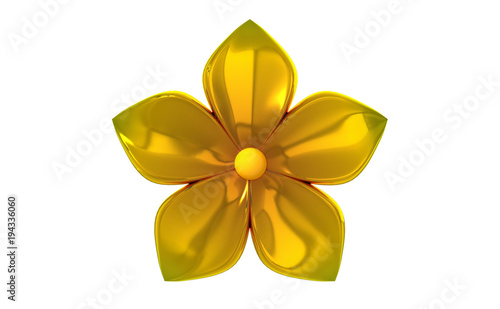 Golden metal five petal flower render