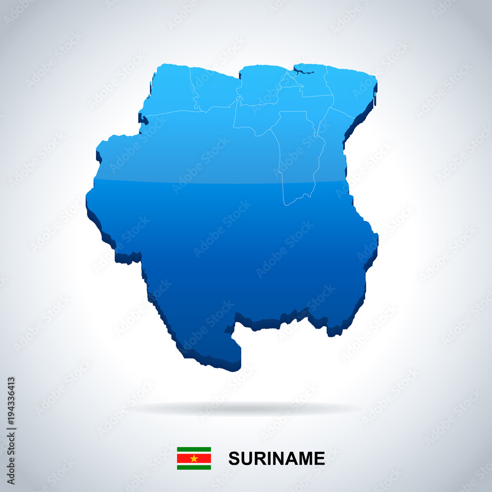 Suriname - map and flag - Detailed Vector Illustration