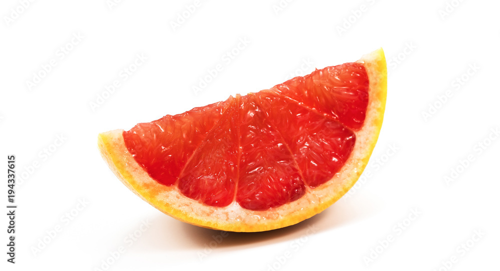 slice of greatfruit on a white background. slice of greatfruit on a white background.