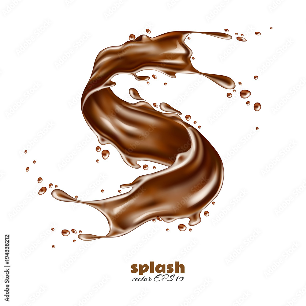 Vector realistic chocolate splash, liquid whirl Vector realistic chocolate splash, liquid whirl