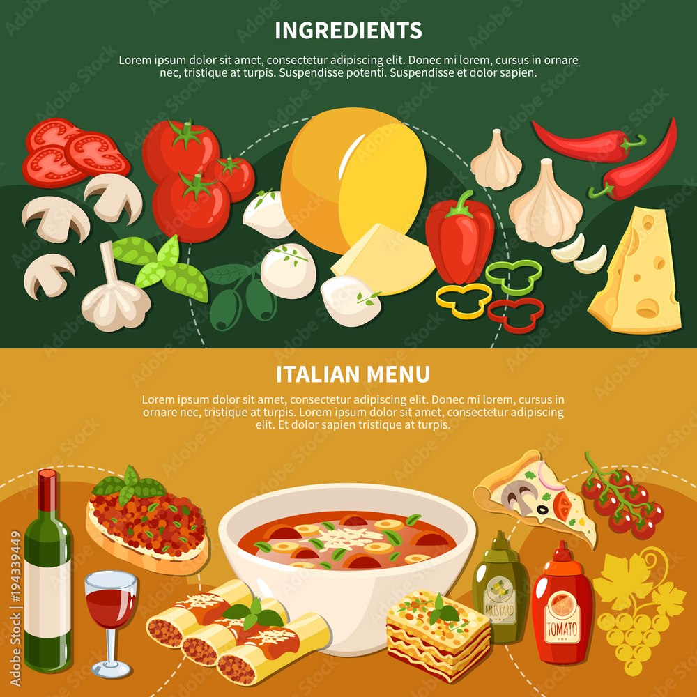 Italian Menu Horizontal Banners Italian Menu Horizontal Banners