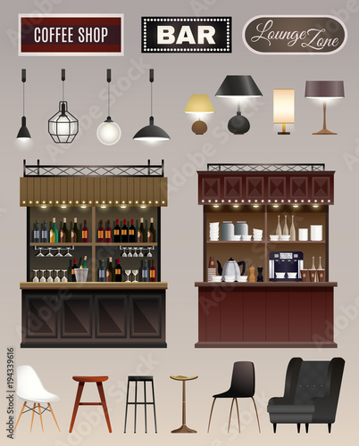 Cafe Bar Interior Set 