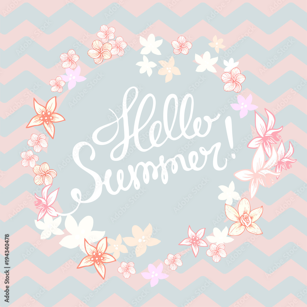 Summer tropical background with exotic palm leaves and plants. Vector floral background. Summer tropical background with exotic palm leaves and plants. Vector floral background.