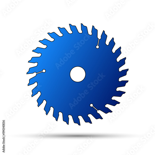 Blue saw blade icon on white