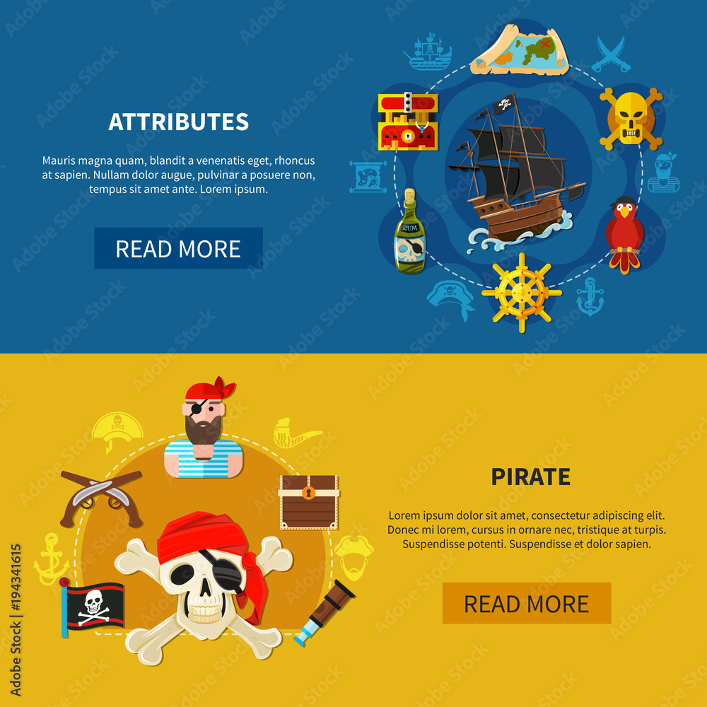 Fototapeta premium Pirate Horizontal Banners