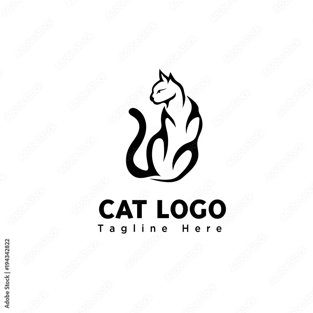 brush art sitting cat logo