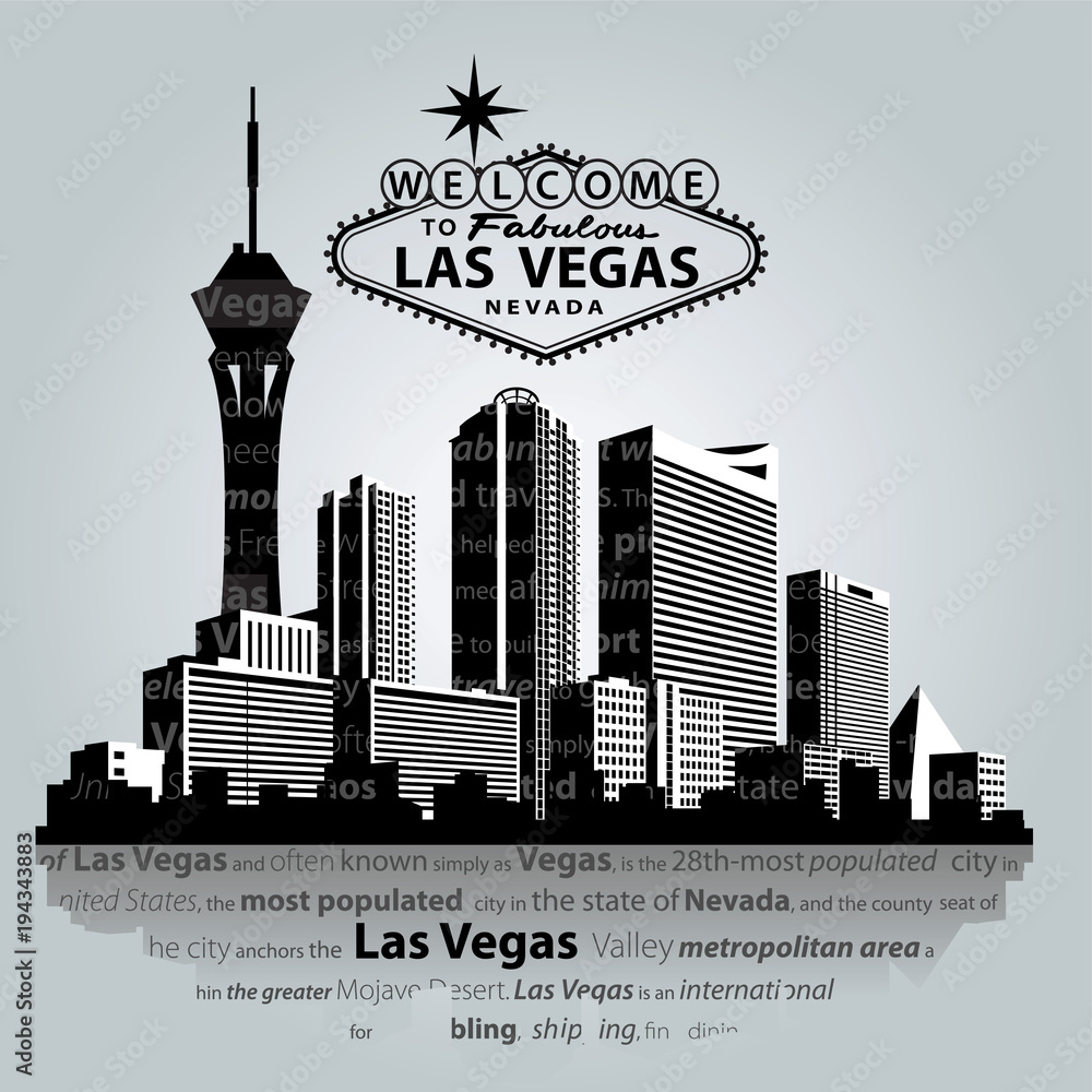 Naklejka premium Vector cityscape of Las Vegas