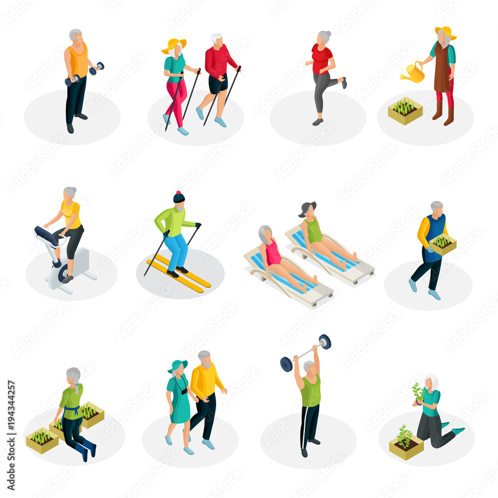 Isometric Pensioner Life Collection Isometric Pensioner Life Collection