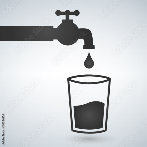 Water tap and glass icon, vector illustration isolated on white.