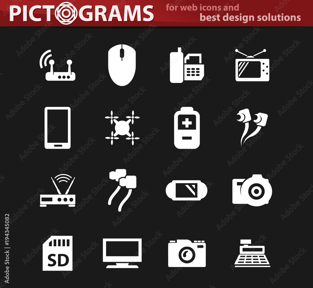 Home appliances white icons set Home appliances white icons set