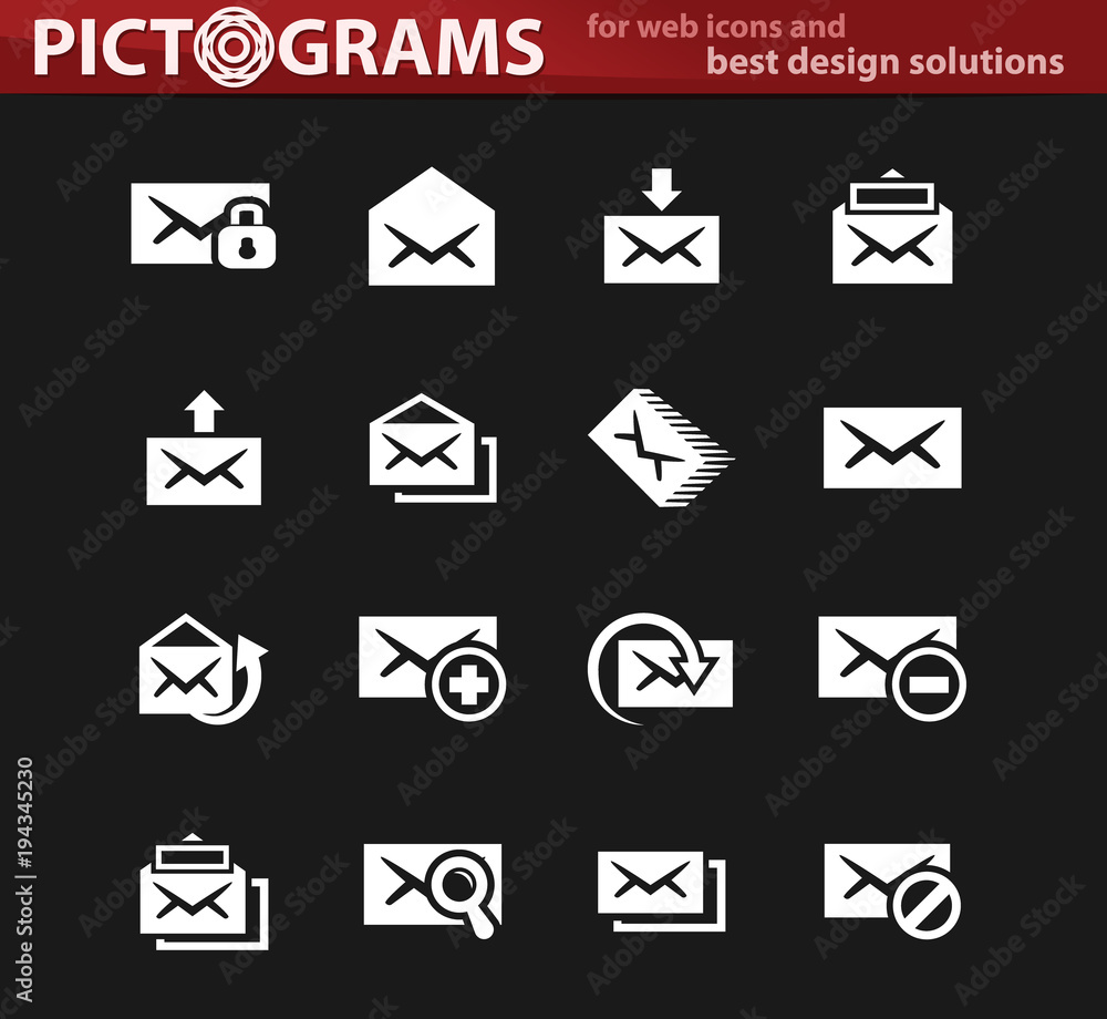 Mail white icon set