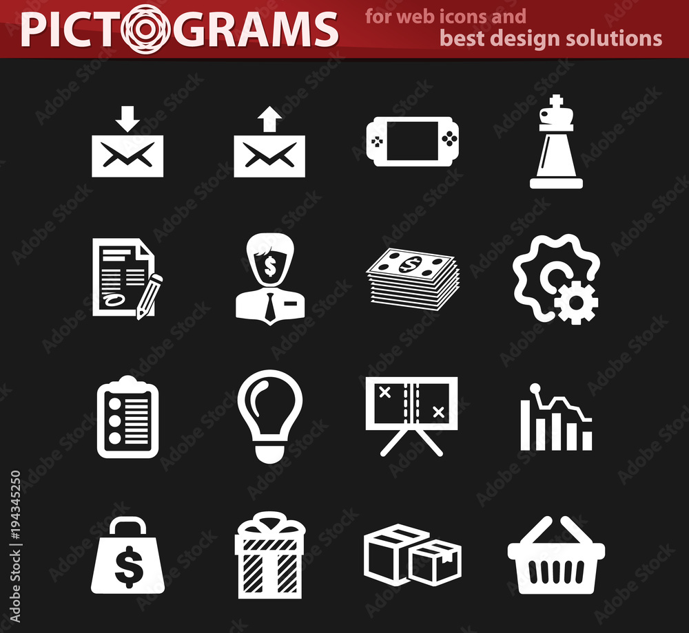 Marketing white icons set Marketing white icons set