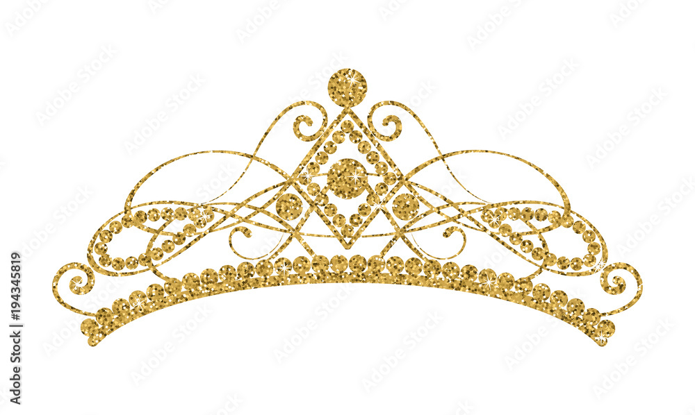 Glittering Diadem. Golden tiara on white background. Stock Vector | Adobe Stock