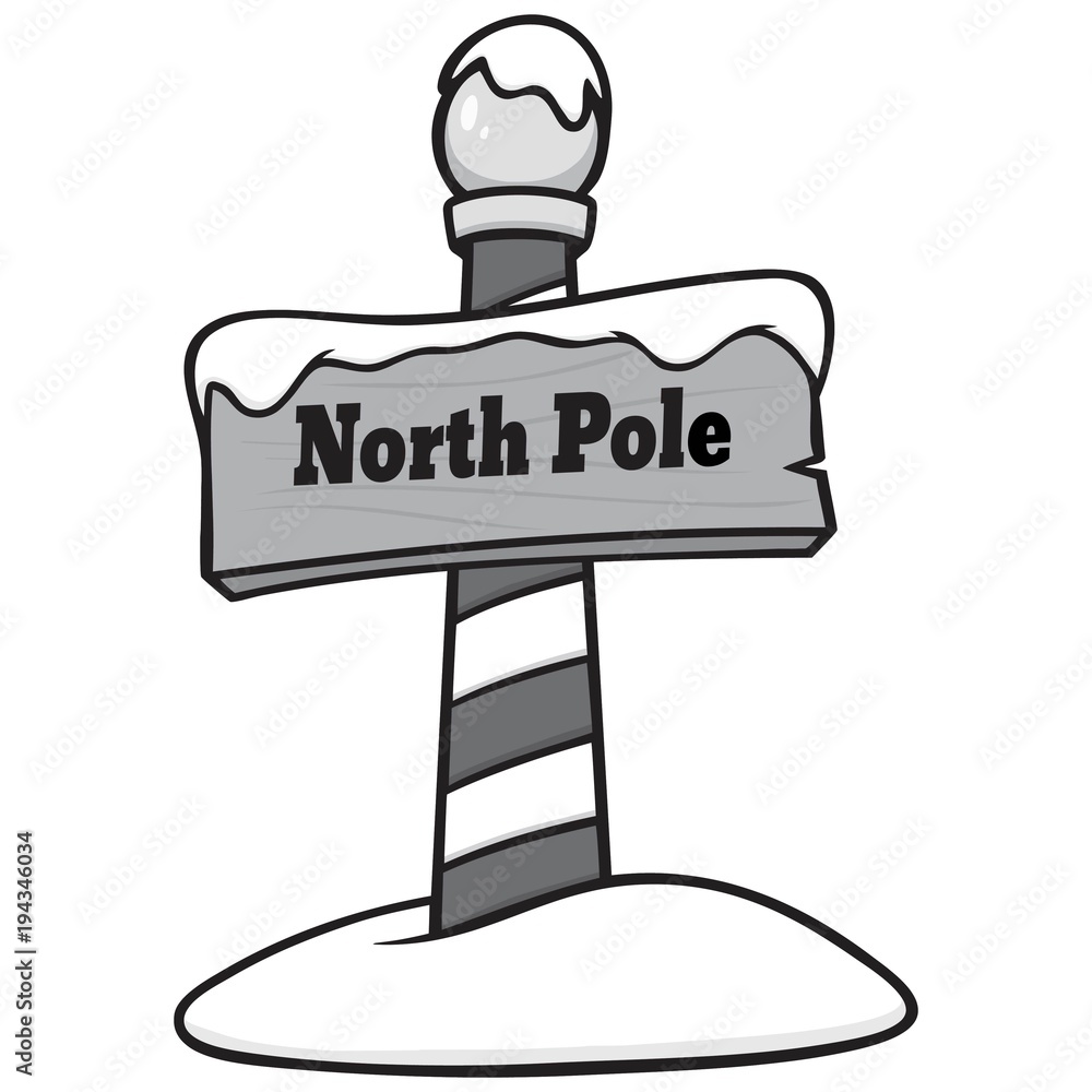 North Pole Sign Illustration A vector cartoon illustration of a North Pole Sign concept. Stock