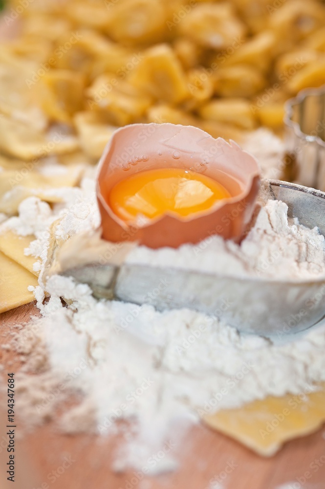 Italian traditional food. Homemade ravioli and Tortellini Italian traditional food. Homemade ravioli and Tortellini