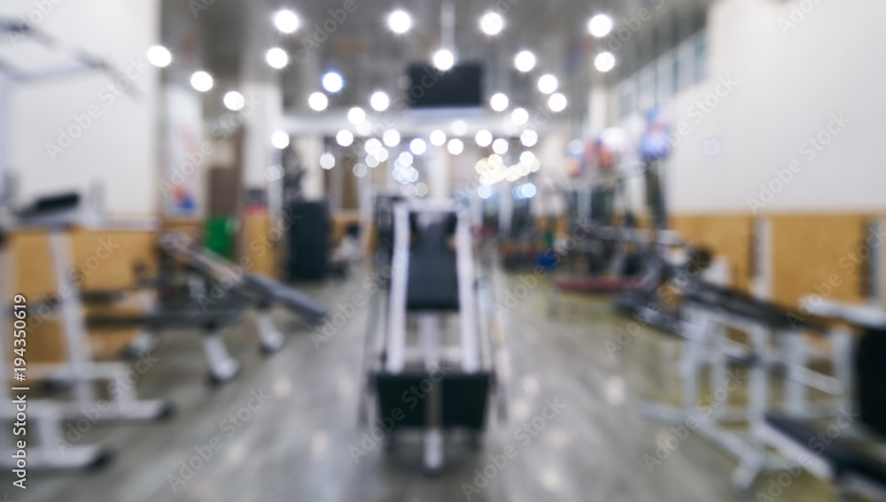 Blurred of fitness gym complex background for banner presentation, close-up Blurred of fitness gym complex background for banner presentation, close-up