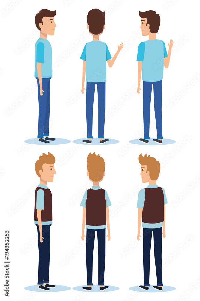 group of youngs men poses styles vector illustration design group of youngs men poses styles vector illustration design