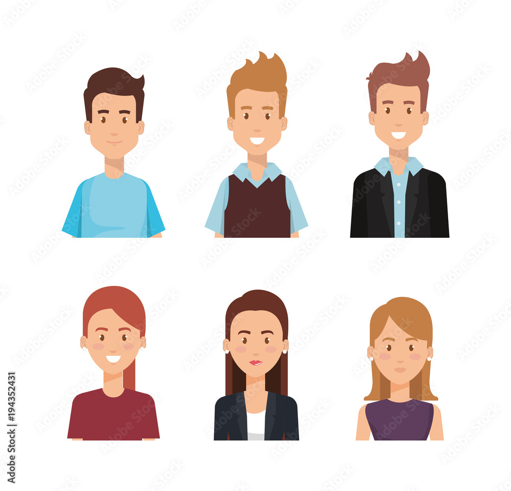 group of young people poses and styles vector illustration design group of young people poses and styles vector illustration design