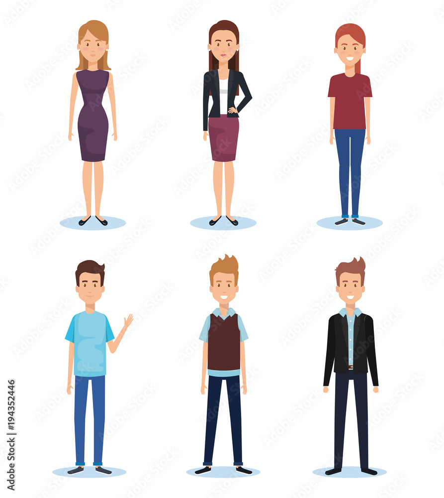 group of young people poses and styles vector illustration design group of young people poses and styles vector illustration design