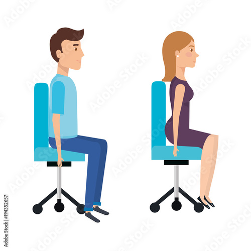 business person posing on office chair vector illustration design