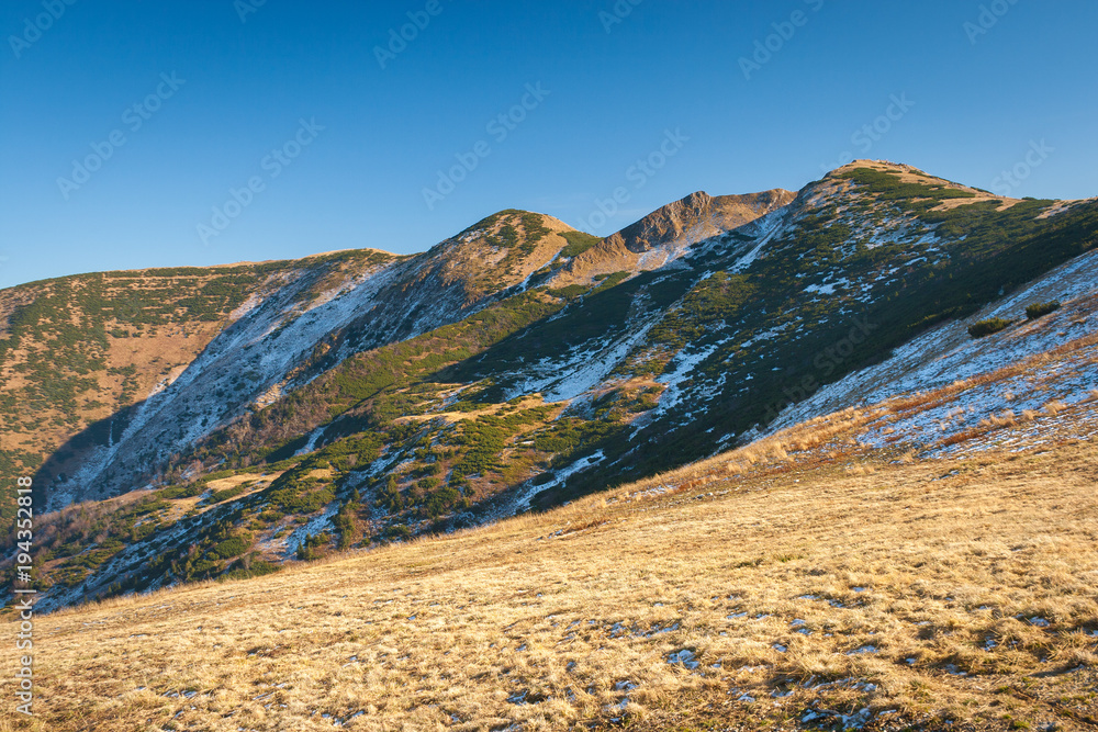 Mountain landscape in the Vratna valley at the national park Mala Fatra, Slovakia, Europe. Mountain landscape in the Vratna valley at the national park Mala Fatra, Slovakia, Europe.