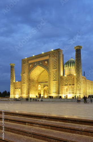 Registan square and Sher-Dor Madrasa, Samarkand, Uzbekistan photo