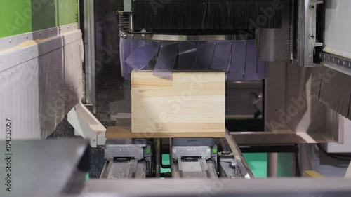 Cnc woodworking machine with block of wood