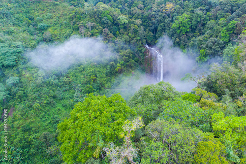 Aerial view of waterfall in the Jungle of Costa Rica