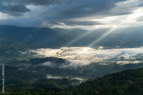 Sunrise in a rural valley of Costa Rica