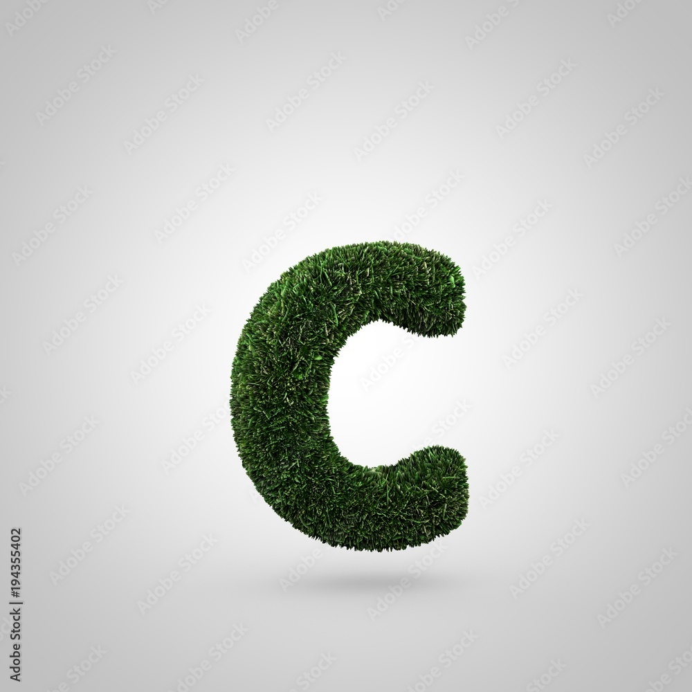 Grass letter C lowercase isolated on white background Grass letter C lowercase isolated on white background