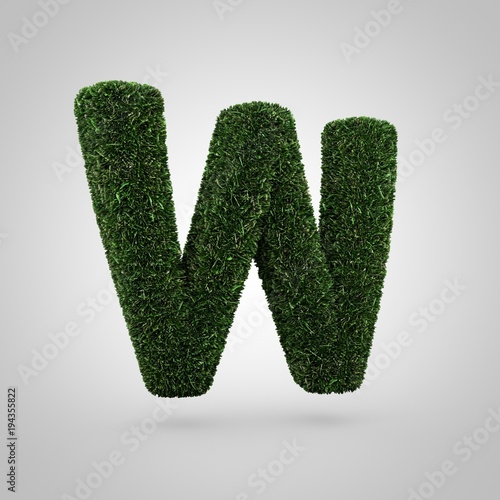 Grass letter W uppercase isolated on white background