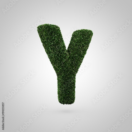 Grass letter Y uppercase isolated on white background