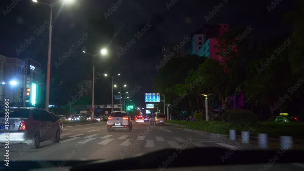 night time zhuhai city road trip pov passenger panorama 4k china
