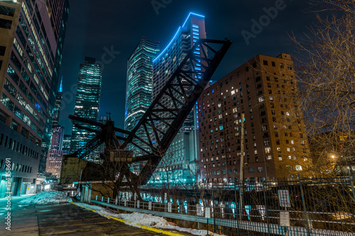 Old closed KInzie Bridge in Chicago downtown