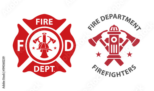 Fotografie, Tablou Fire department logos, set of modern and vintage
