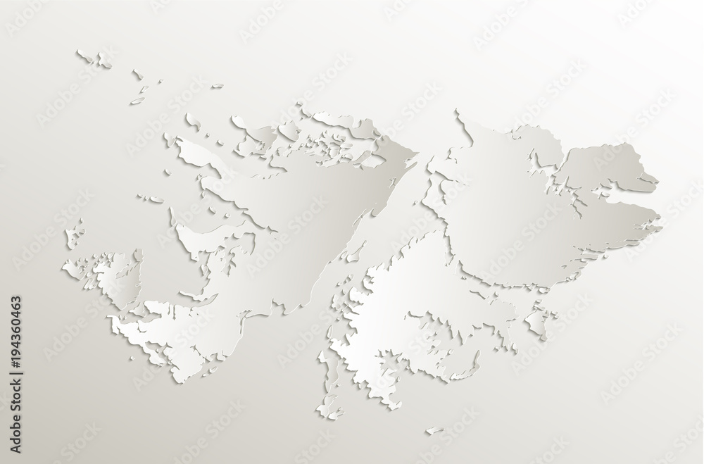 Falkland Islands map card paper 3D natural vector