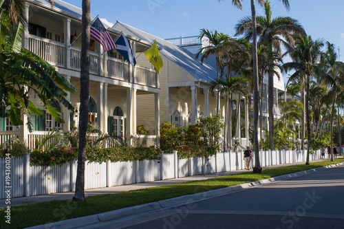 Late afternoon in tropical Key West residential neighorhood