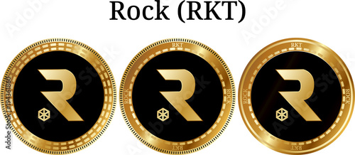 Set of physical golden coin Rock (RKT) photo