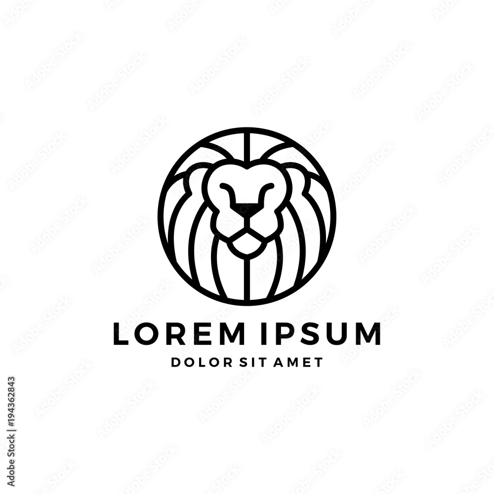 lion logo head round emblem badges outline line vector download lion logo head round emblem badges outline line vector download