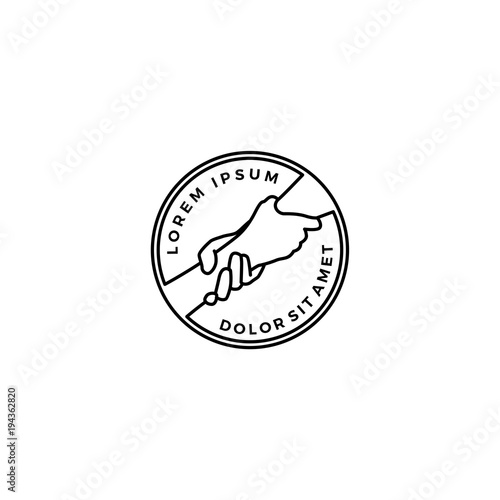 lending hand care help round emblem badges logo vector outline line download