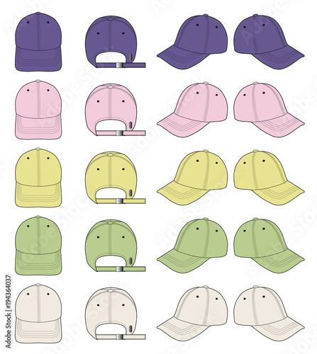 Baseball CAP fashion flat technical drawing template