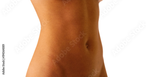 Closeup of black woman's waist on copy-space