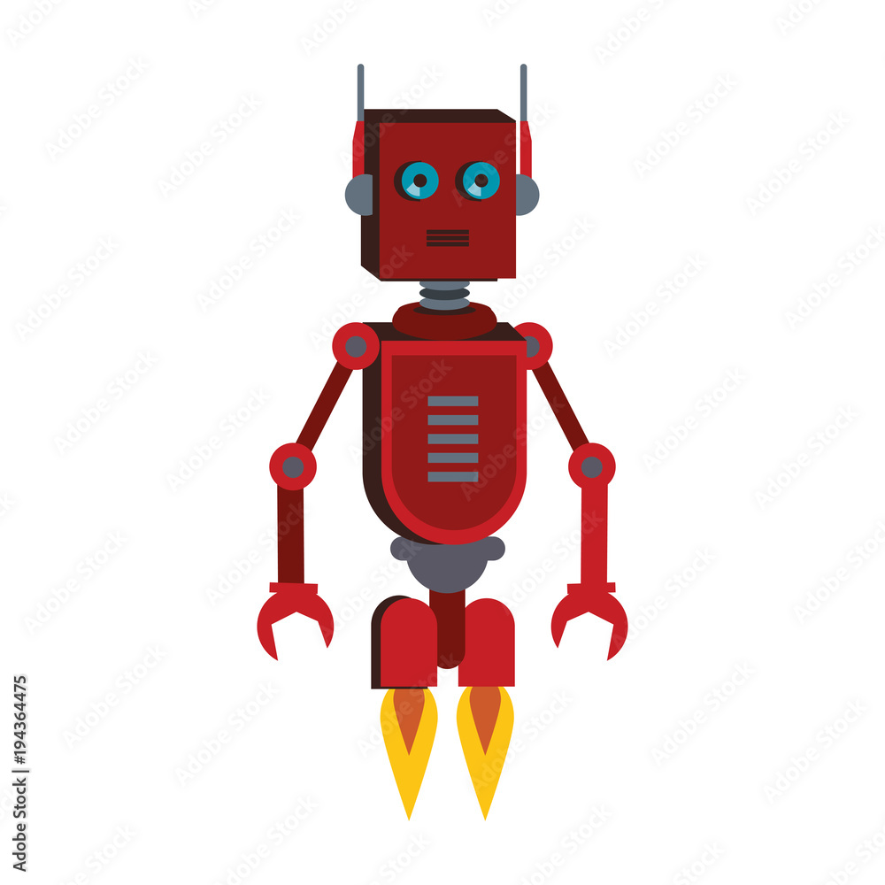 Fototapeta premium Funny robot cartoon vector illustration graphic design