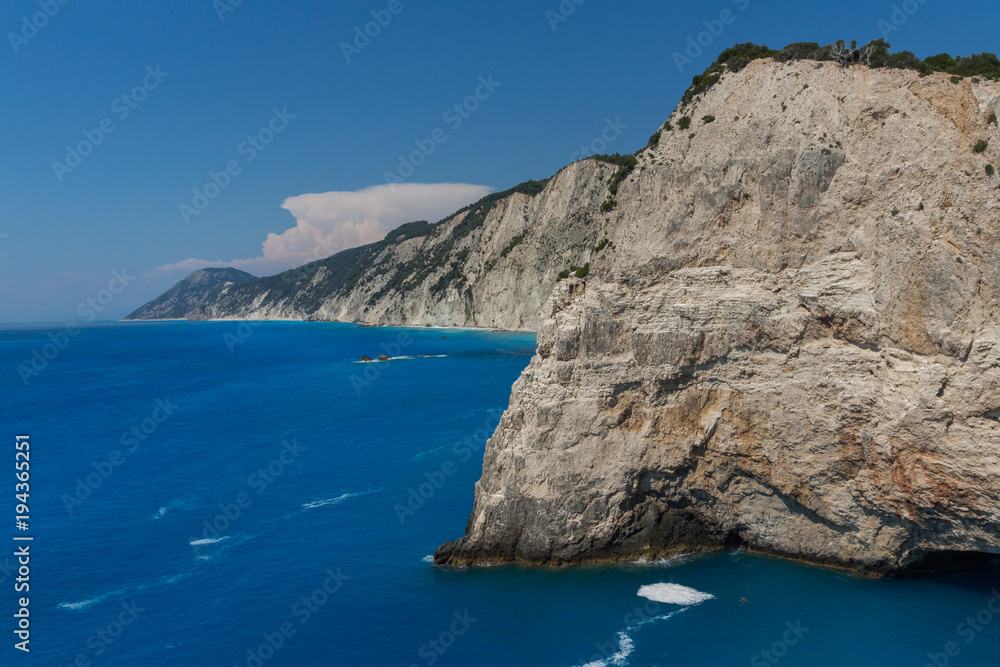 Fototapeta premium Seascape with Rocks near Porto Katsiki Beach, Lefkada, Ionian Islands, Greece