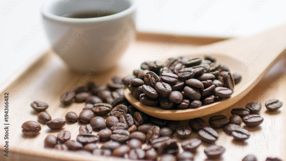 Fototapeta premium Coffee bean seed raw material for coffee drink