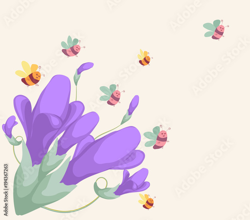 background for design with spring flowers