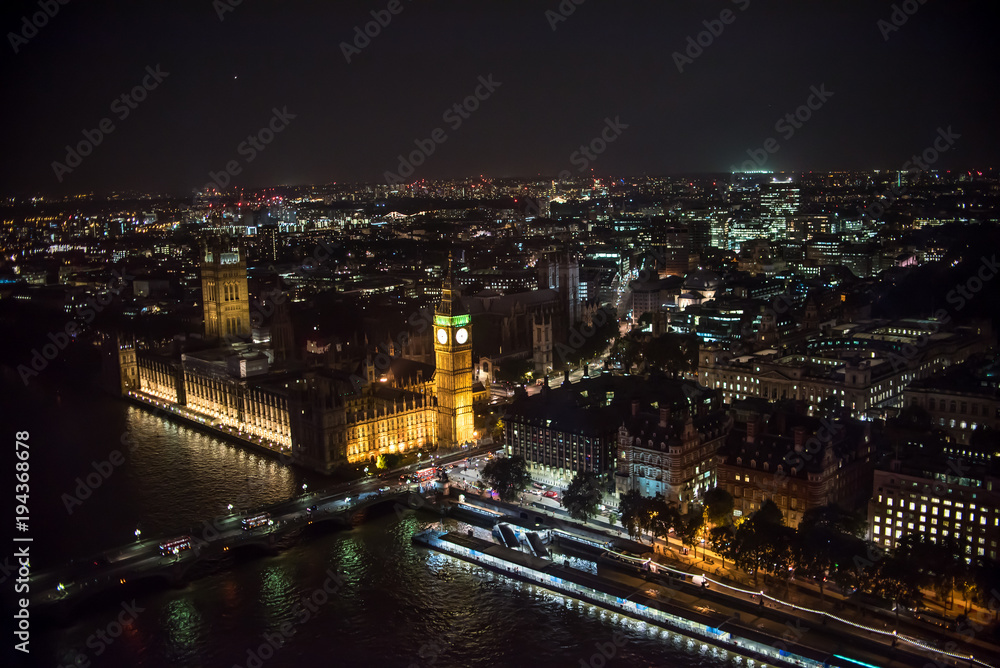 Aerial Landscape of City at Night 