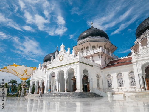 Baitturahman Grand Mosque Banda Aceh in Sunny Day not crowded photo